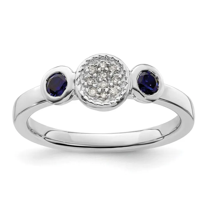 Rings Goldia Sterling Silver Stackable Expressions Dbl Round Cr Sapphire u0026 Dia Ring Rings Goldia Sterling Silver Stackable Expressions Dbl Round Cr Sapphire u0026 Dia Ring
