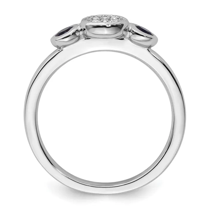 Rings Goldia Sterling Silver Stackable Expressions Dbl Round Cr Sapphire u0026 Dia Ring