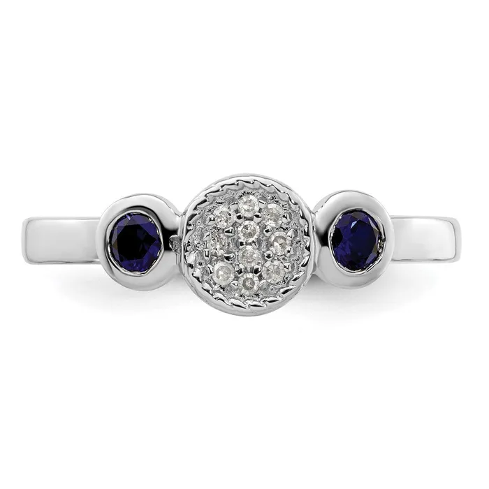 Rings Goldia Sterling Silver Stackable Expressions Dbl Round Cr Sapphire u0026 Dia Ring