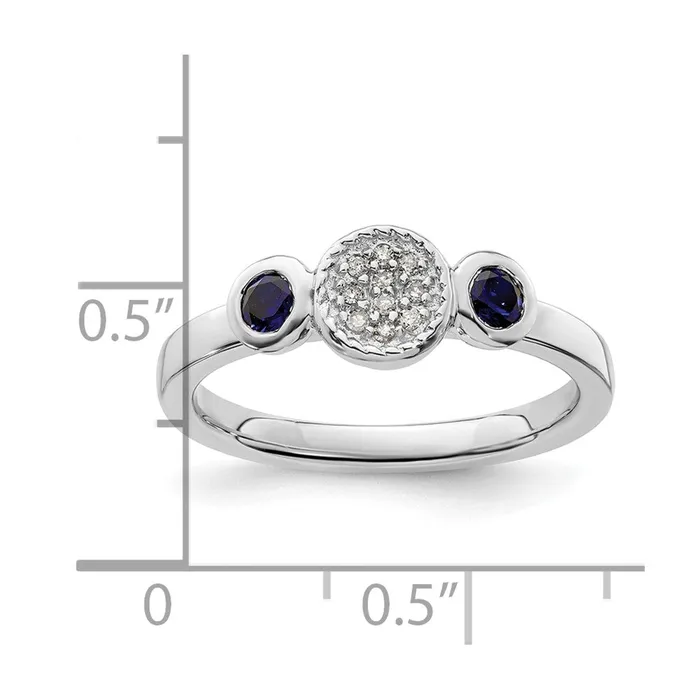 Rings Goldia Sterling Silver Stackable Expressions Dbl Round Cr Sapphire u0026 Dia Ring