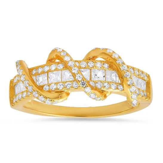 Rings JMS always Original Kylie Harper Gold Over Silver Exotic Twist CZ Band Ring Rings JMS always Original Kylie Harper Gold Over Silver Exotic Twist CZ Band Ring