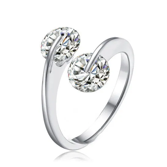 Rings JMS always Original Megan Walford Clear Cubic Zirconia Spoon Type Sterling Silver Rings JMS always Original Megan Walford Clear Cubic Zirconia Spoon Type Sterling Silver