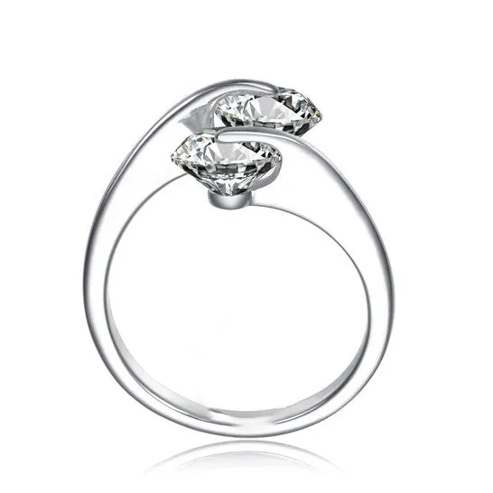 Rings JMS always Original Megan Walford Clear Cubic Zirconia Spoon Type Sterling Silver Rings JMS always Original Megan Walford Clear Cubic Zirconia Spoon Type Sterling Silver