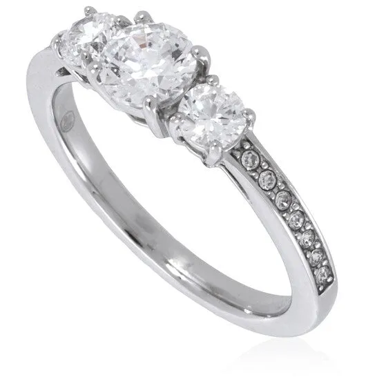 Rings JMS always Original Swarovski SilverTone Round Cut Attract Trilogy Ring Size 50 Rings JMS always Original Swarovski SilverTone Round Cut Attract Trilogy Ring Size 50