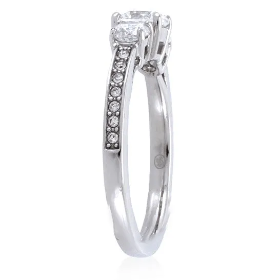 Rings JMS always Original Swarovski SilverTone Round Cut Attract Trilogy Ring Size 50