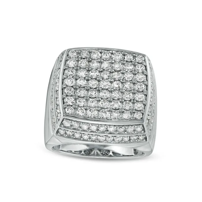 Rings Mens 4 CT TW Natural Diamond Square StackedTop Ring in Solid 10K White Gold Goldia Rings Mens 4 CT TW Natural Diamond Square StackedTop Ring in Solid 10K White Gold Goldia
