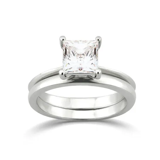Rings Original DiamondMuse 150 cttw Princess Cut Square Swarovski Diamond Womens Bridal Set in Sterling Silver JMS always Rings Original DiamondMuse 150 cttw Princess Cut Square Swarovski Diamond Womens Bridal Set in Sterling Silver JMS always