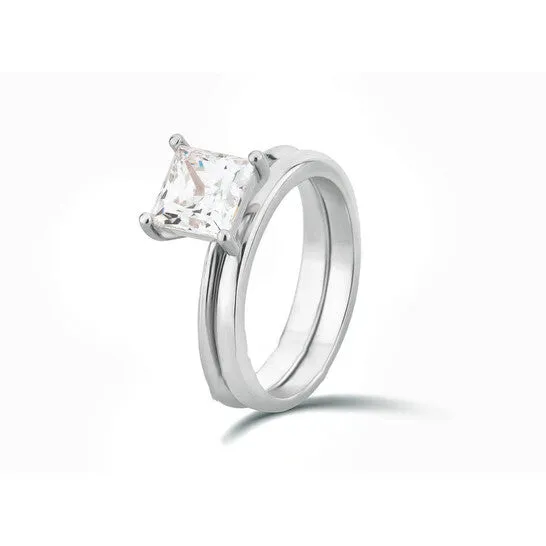 Rings Original DiamondMuse 150 cttw Princess Cut Square Swarovski Diamond Womens Bridal Set in Sterling Silver JMS always Rings Original DiamondMuse 150 cttw Princess Cut Square Swarovski Diamond Womens Bridal Set in Sterling Silver JMS always