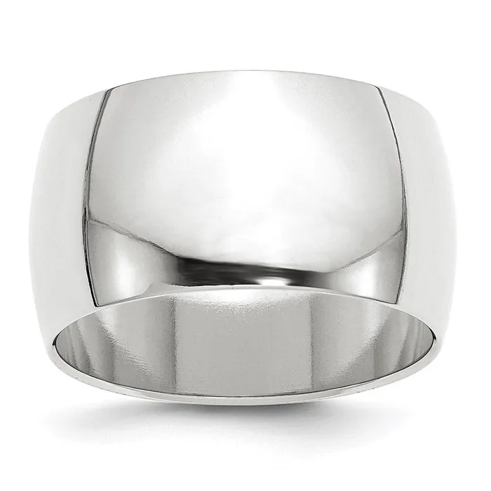 Rings Solid 18K White Gold 12mm Half Round MensWomens Wedding Band Ring Size 11 Goldia Rings Solid 18K White Gold 12mm Half Round MensWomens Wedding Band Ring Size 11 Goldia