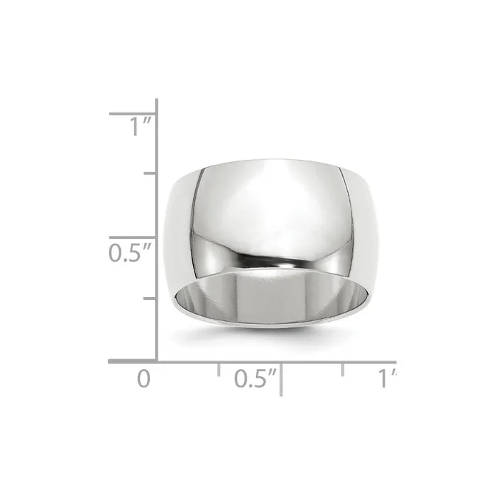 Rings Solid 18K White Gold 12mm Half Round MensWomens Wedding Band Ring Size 11 Goldia Rings Solid 18K White Gold 12mm Half Round MensWomens Wedding Band Ring Size 11 Goldia