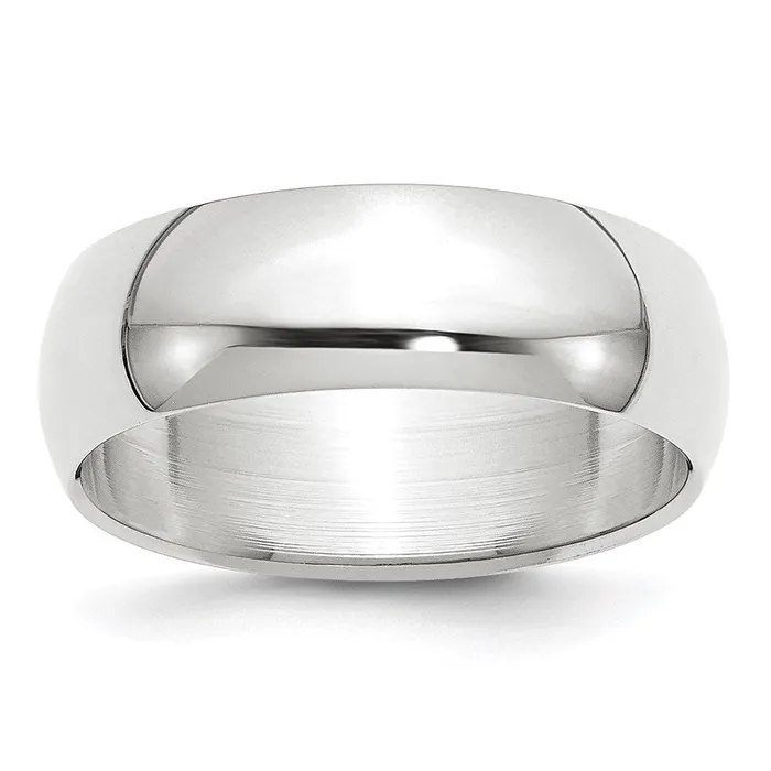 Rings Solid 18K Yellow Gold White Gold 7mm HalfRound MensWomens Wedding Band Ring Size 85 Goldia