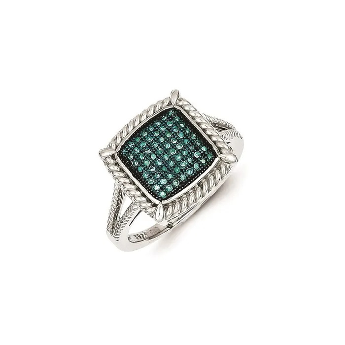 Rings Sterling Silver Blue u0026 White Diamond Ring Goldia
