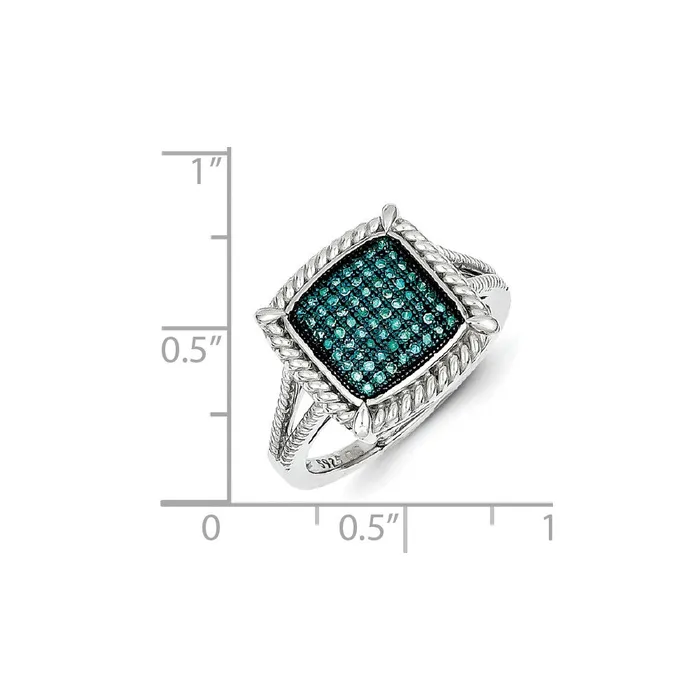 Rings Sterling Silver Blue u0026 White Diamond Ring Goldia
