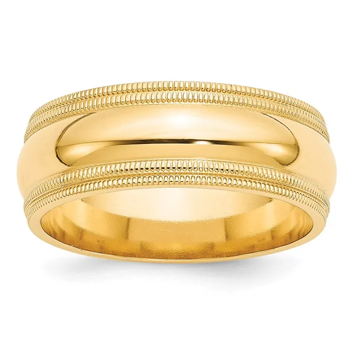 Solid 10K Yellow Gold 8mm Double Milgrain Comfort Fit MensWomens Wedding Band Ring Size 7 Goldia Rings Solid 10K Yellow Gold 8mm Double Milgrain Comfort Fit MensWomens Wedding Band Ring Size 7 Goldia Rings