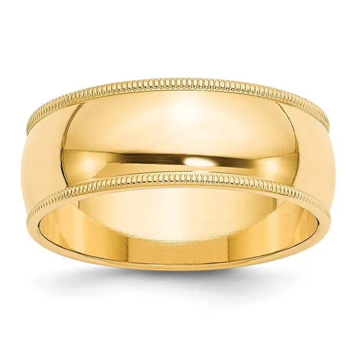 Solid 10K Yellow Gold 8mm Milgrain Half Round MensWomens Wedding Band Ring Size 115 Goldia Rings Solid 10K Yellow Gold 8mm Milgrain Half Round MensWomens Wedding Band Ring Size 115 Goldia Rings