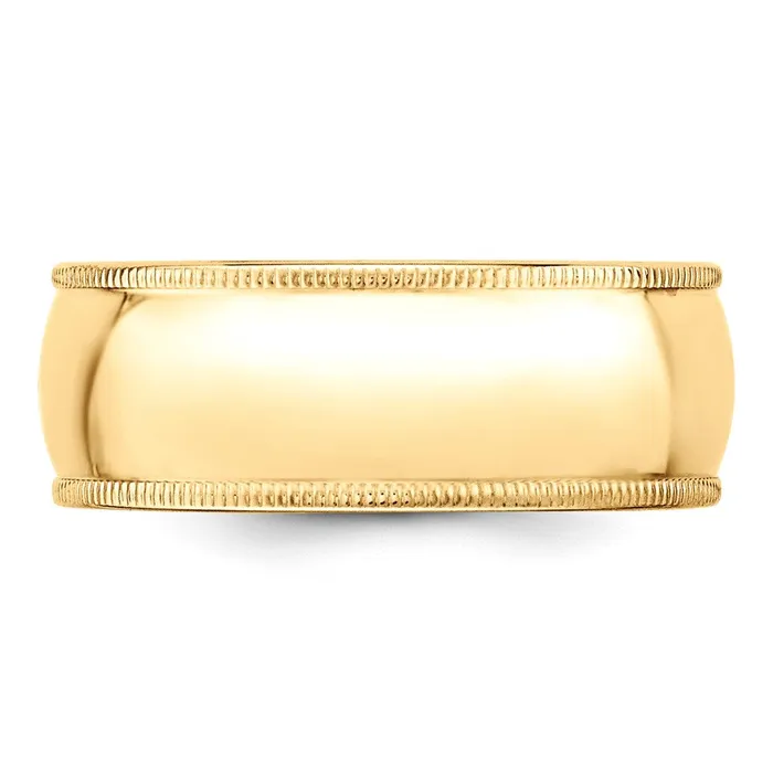 Solid 10K Yellow Gold 8mm Milgrain Half Round MensWomens Wedding Band Ring Size 115 Goldia Rings Solid 10K Yellow Gold 8mm Milgrain Half Round MensWomens Wedding Band Ring Size 115 Goldia Rings