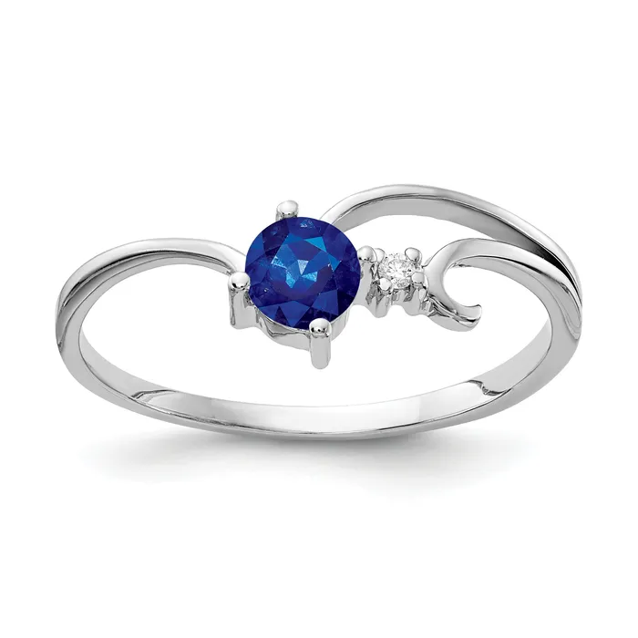 Solid 14k White Gold 4mm Simulated Sapphire AAA CZ Ring Goldia Rings