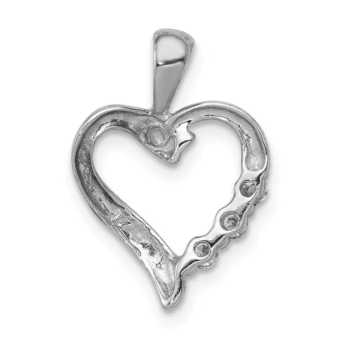 Solid 14k White Gold AA Simulated CZ Heart Pendant Goldia Necklaces Solid 14k White Gold AA Simulated CZ Heart Pendant Goldia Necklaces