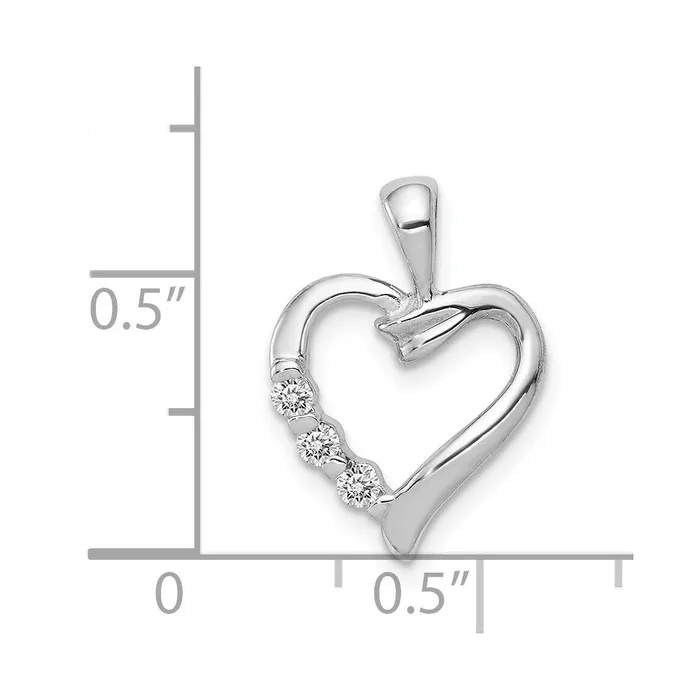 Solid 14k White Gold AA Simulated CZ Heart Pendant Goldia Necklaces Solid 14k White Gold AA Simulated CZ Heart Pendant Goldia Necklaces