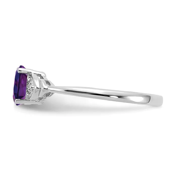 Solid 14k White Gold Simulated Amethyst and CZ Ring Goldia Rings