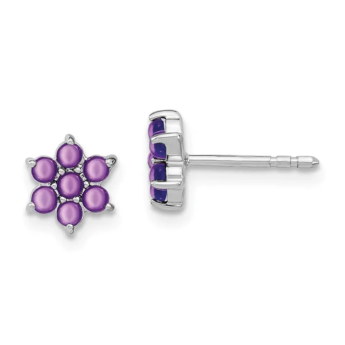 Solid 14k White Gold Simulated Amethyst Floral Post Earrings Goldia Earrings Solid 14k White Gold Simulated Amethyst Floral Post Earrings Goldia Earrings