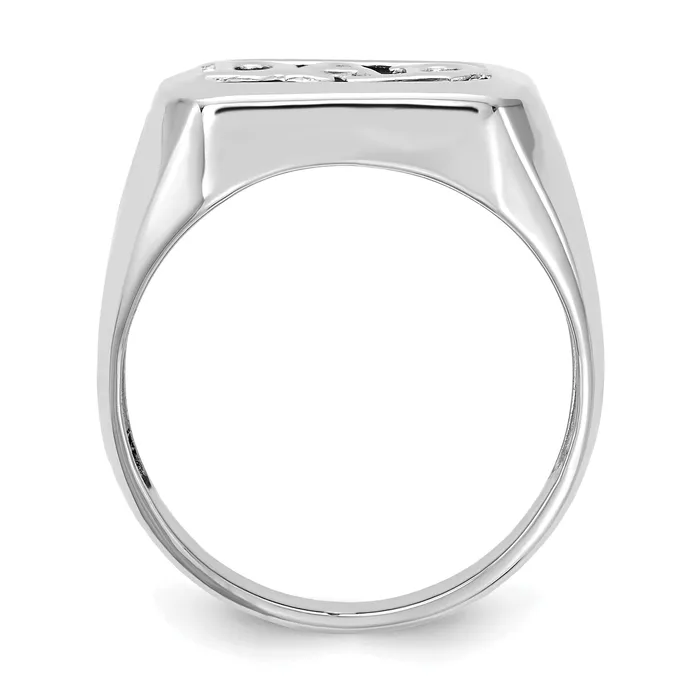 Solid 14k White Gold VS Simulated CZ mens Ring Goldia Rings