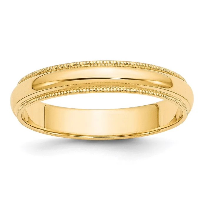 Solid 14K Yellow Gold 4mm Milgrain HalfRound Wedding MensWomens Wedding Band Ring Size 5 Goldia Rings Solid 14K Yellow Gold 4mm Milgrain HalfRound Wedding MensWomens Wedding Band Ring Size 5 Goldia Rings