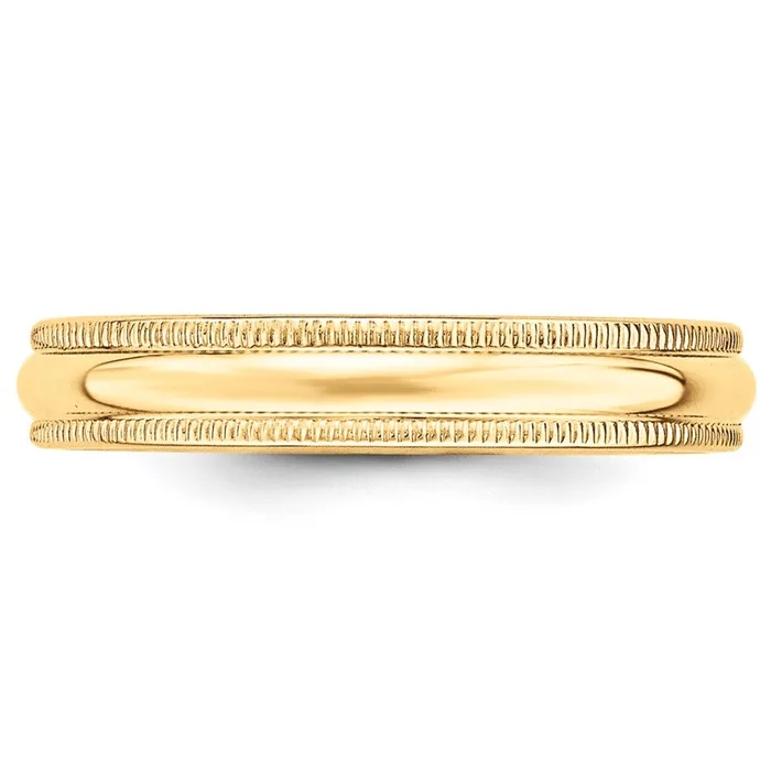 Solid 14K Yellow Gold 4mm Milgrain HalfRound Wedding MensWomens Wedding Band Ring Size 5 Goldia Rings