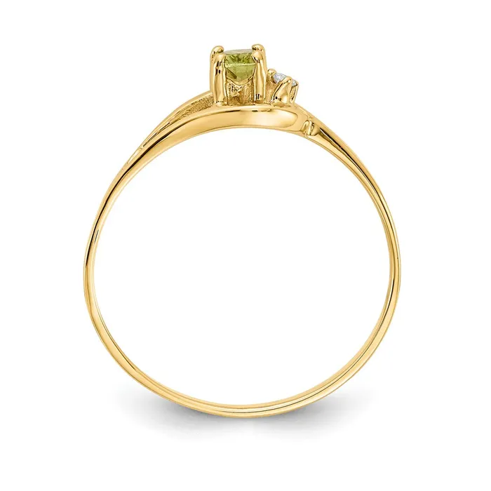 Solid 14k Yellow Gold 5x3mm Oval Simulated Peridot A CZ Ring Goldia Rings