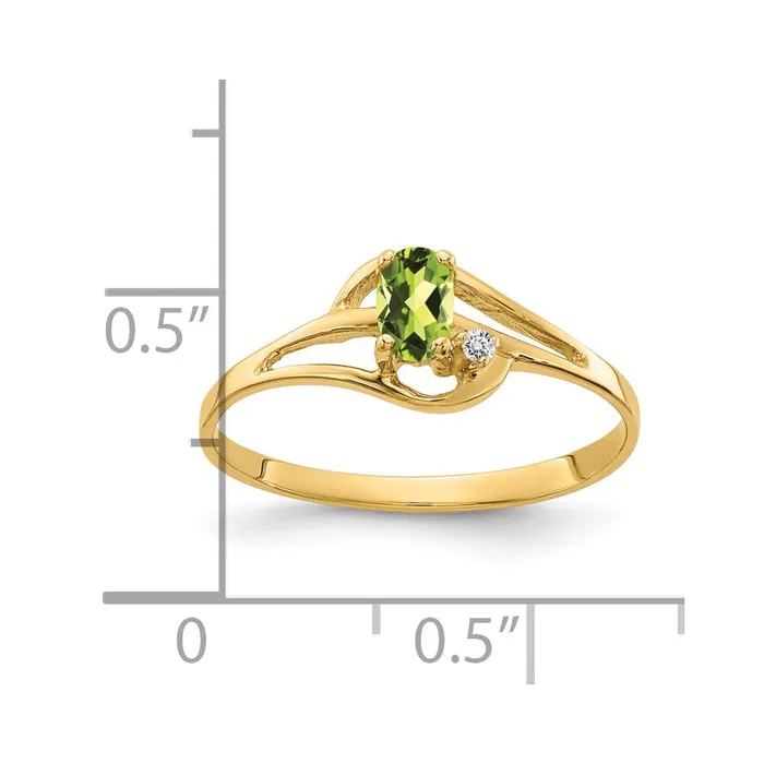Solid 14k Yellow Gold 5x3mm Oval Simulated Peridot A CZ Ring Goldia Rings