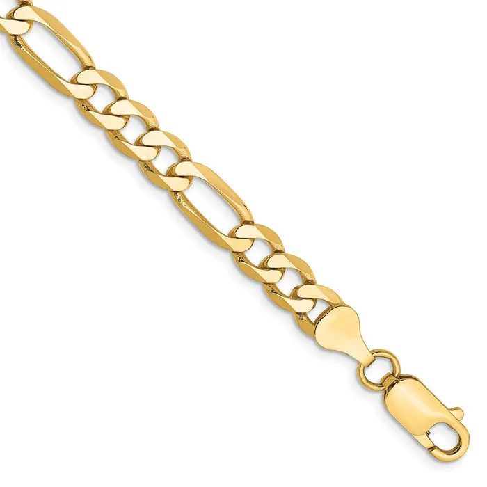 Solid 14K Yellow Gold 7 inch 625mm Flat Figaro with Lobster Clasp Bracelet MDS Bracelets Solid 14K Yellow Gold 7 inch 625mm Flat Figaro with Lobster Clasp Bracelet MDS Bracelets