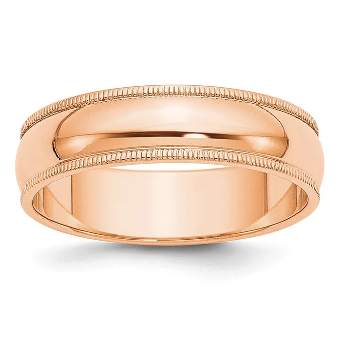Solid 14K Yellow Gold Rose Gold 6mm Milgrain HalfRound Wedding MensWomens Wedding Band Ring Size 5 Goldia Rings Solid 14K Yellow Gold Rose Gold 6mm Milgrain HalfRound Wedding MensWomens Wedding Band Ring Size 5 Goldia Rings