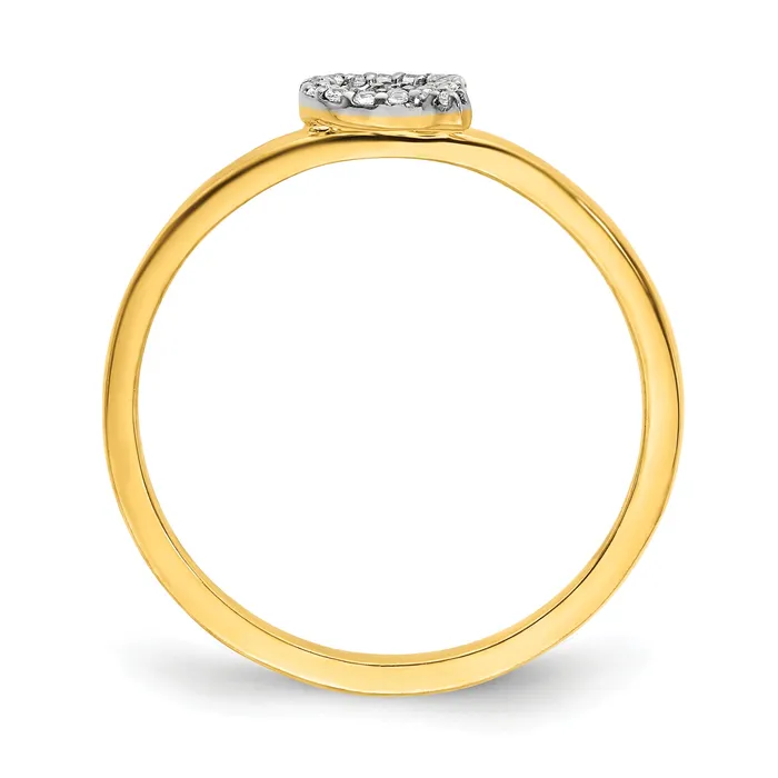 Solid 14k Yellow Gold Simulated CZ Initial Q Ring Goldia Rings