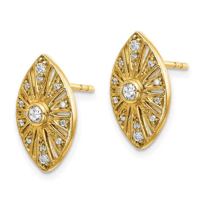 Solid 14k Yellow Gold Simulated CZ Vintage Earrings Goldia Earrings Solid 14k Yellow Gold Simulated CZ Vintage Earrings Goldia Earrings