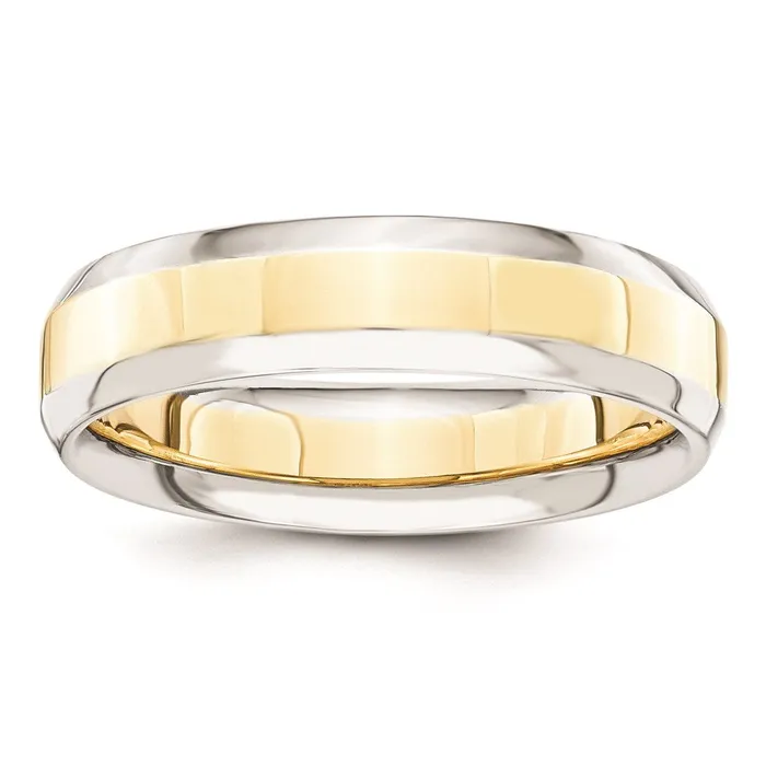 Solid 14K Yellow Gold TwoTone 5mm Domed Size 11 Wedding MensWomens Wedding Band Ring Goldia Rings