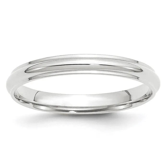 Solid 18K White Gold 3mm Half Round with Edge MensWomens Wedding Band Ring Size 14 Goldia Rings Solid 18K White Gold 3mm Half Round with Edge MensWomens Wedding Band Ring Size 14 Goldia Rings