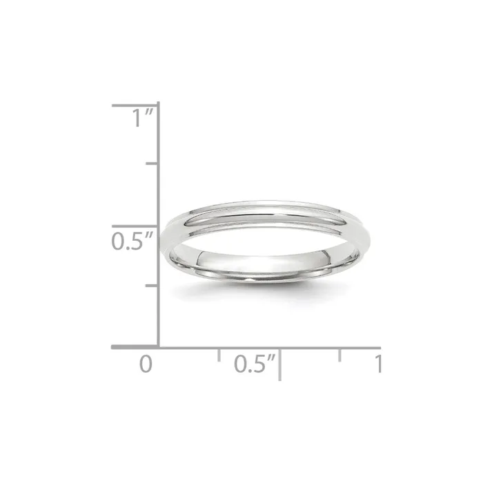 Solid 18K White Gold 3mm Half Round with Edge MensWomens Wedding Band Ring Size 14 Goldia Rings Solid 18K White Gold 3mm Half Round with Edge MensWomens Wedding Band Ring Size 14 Goldia Rings