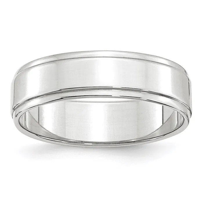 Solid 18K White Gold 6mm Flat with Step Edge MensWomens Wedding Band Ring Size 7 Goldia Rings Solid 18K White Gold 6mm Flat with Step Edge MensWomens Wedding Band Ring Size 7 Goldia Rings
