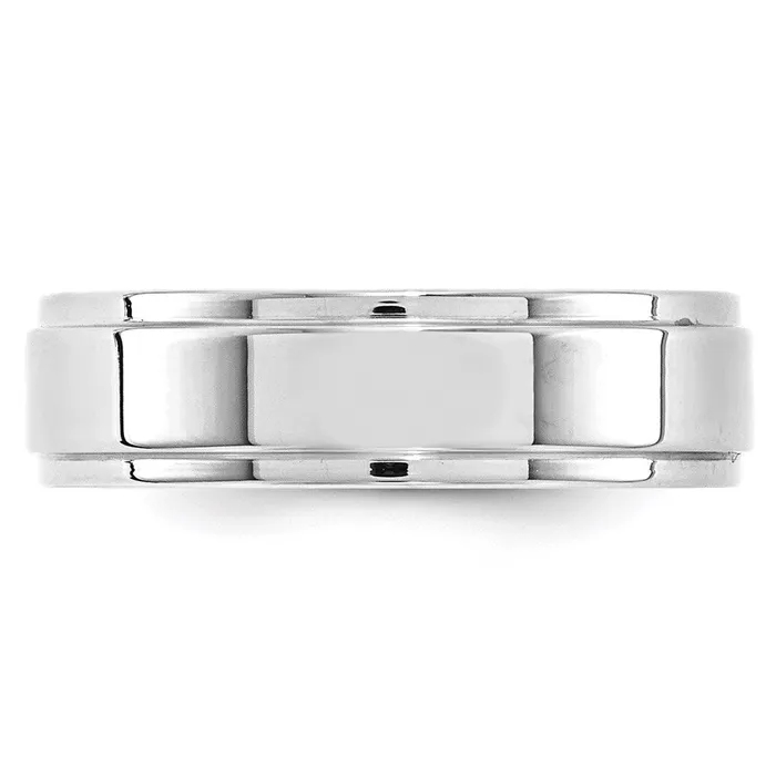 Solid 18K White Gold 6mm Flat with Step Edge MensWomens Wedding Band Ring Size 7 Goldia Rings Solid 18K White Gold 6mm Flat with Step Edge MensWomens Wedding Band Ring Size 7 Goldia Rings