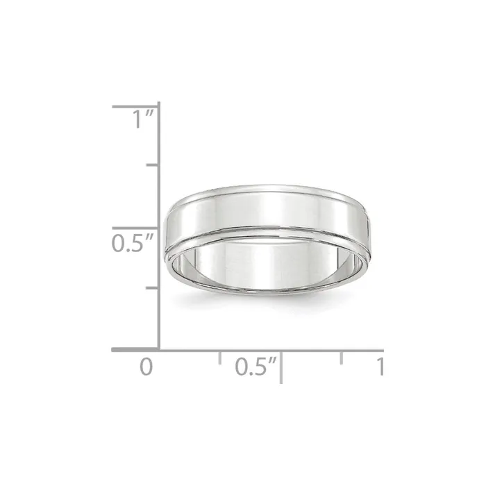 Solid 18K White Gold 6mm Flat with Step Edge MensWomens Wedding Band Ring Size 7 Goldia Rings Solid 18K White Gold 6mm Flat with Step Edge MensWomens Wedding Band Ring Size 7 Goldia Rings