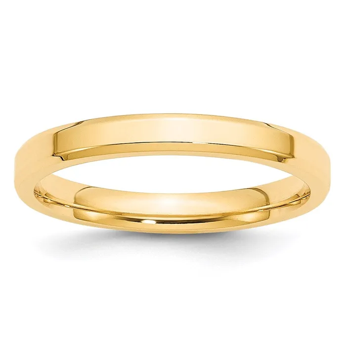 Solid 18K Yellow Gold 3mm Bevel Edge Comfort Fit MensWomens Wedding Band Ring Size 115 Goldia Rings Solid 18K Yellow Gold 3mm Bevel Edge Comfort Fit MensWomens Wedding Band Ring Size 115 Goldia Rings