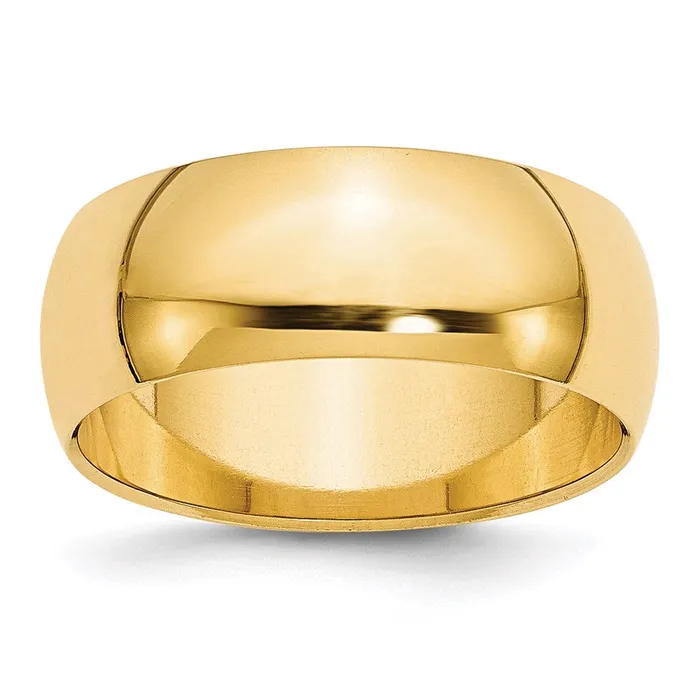 Solid 18K Yellow Gold 8mm HalfRound Wedding MensWomens Wedding Band Ring Size 85 Goldia Rings Solid 18K Yellow Gold 8mm HalfRound Wedding MensWomens Wedding Band Ring Size 85 Goldia Rings