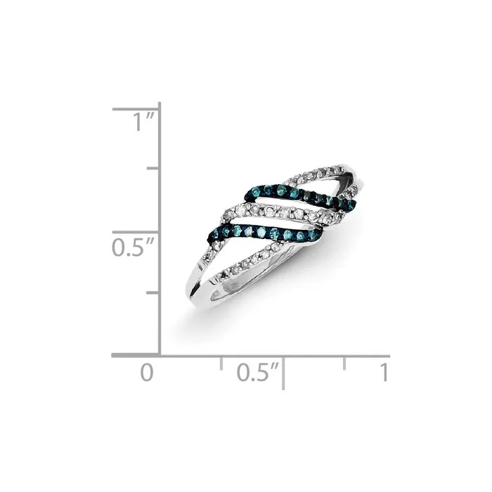 Sterling Silver Blue u0026 White Diamond Wave Ring Goldia Rings
