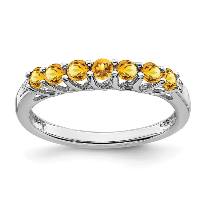 Sterling Silver Citrine and Diamond Ring Goldia Rings
