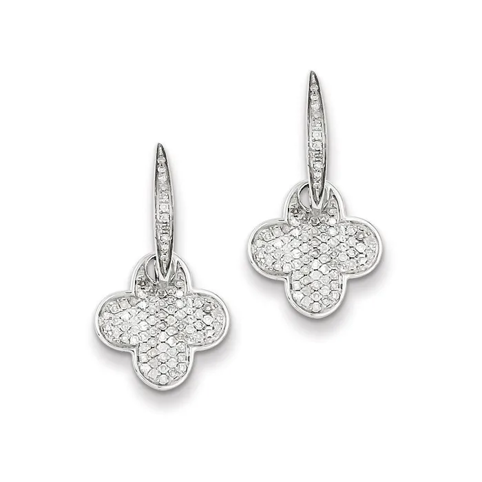 Sterling Silver Diamond Flower Dangle Hinged Hoop Earrings Goldia Earrings Sterling Silver Diamond Flower Dangle Hinged Hoop Earrings Goldia Earrings
