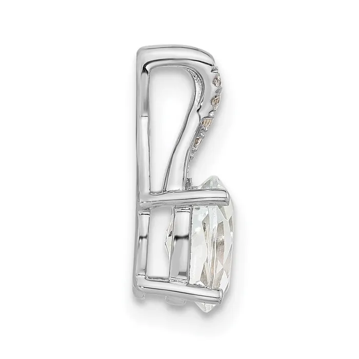 Sterling Silver Polished Oval White Topaz CZ Chain Slide Pendant Goldia Necklaces