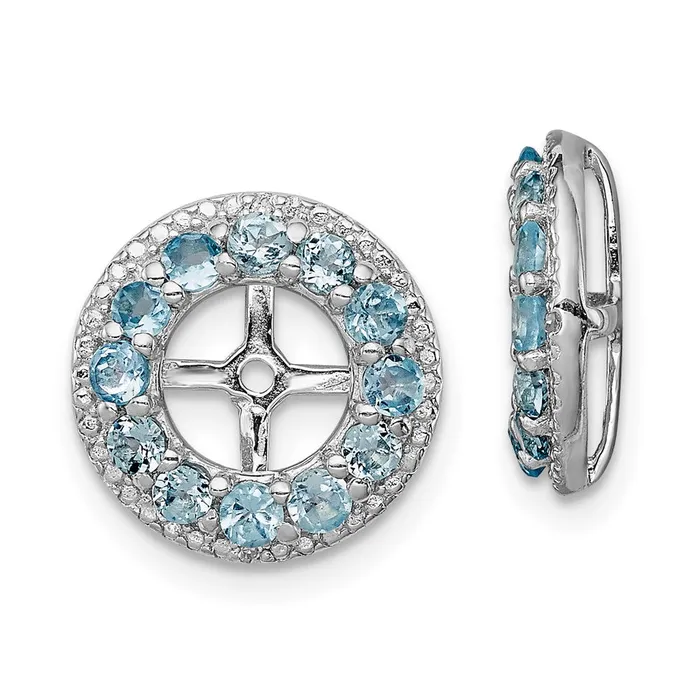 Sterling Silver Rhodium Diamond u0026 Swiss Blue Topaz Earring Jacket Goldia Earrings Sterling Silver Rhodium Diamond u0026 Swiss Blue Topaz Earring Jacket Goldia Earrings