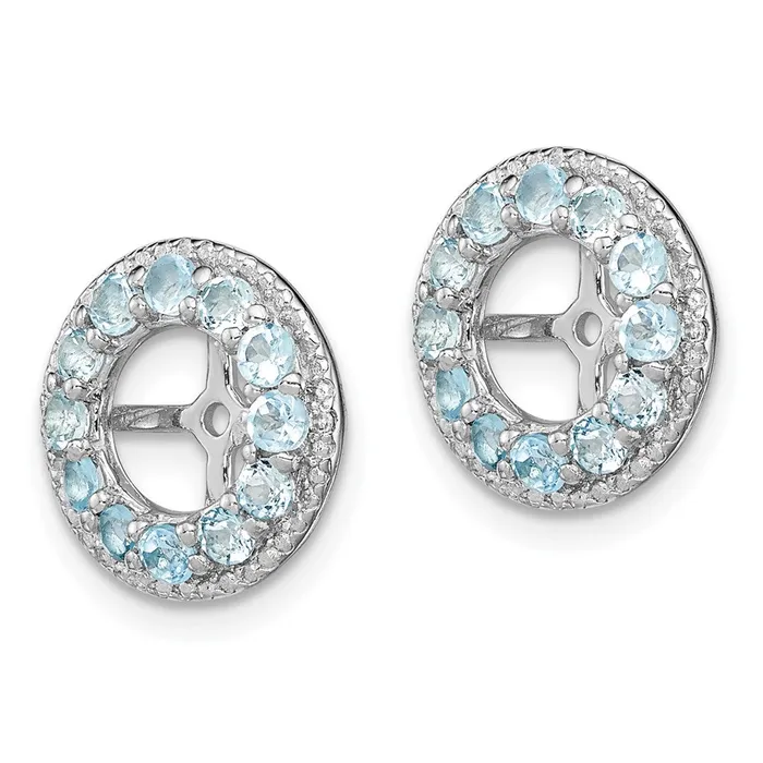 Sterling Silver Rhodium Diamond u0026 Swiss Blue Topaz Earring Jacket Goldia Earrings