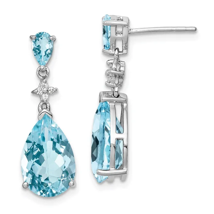 Sterling Silver Rhodium Plated Blue and White Topaz Earrings Goldia Earrings