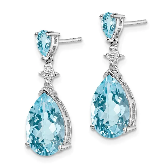 Sterling Silver Rhodium Plated Blue and White Topaz Earrings Goldia Earrings